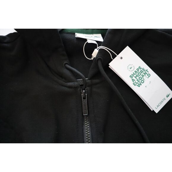 Lacoste Men's Sz XL Black Classic Fit Crocodile Logo Full Zip Hoodie Jacket - Picture 11 of 13